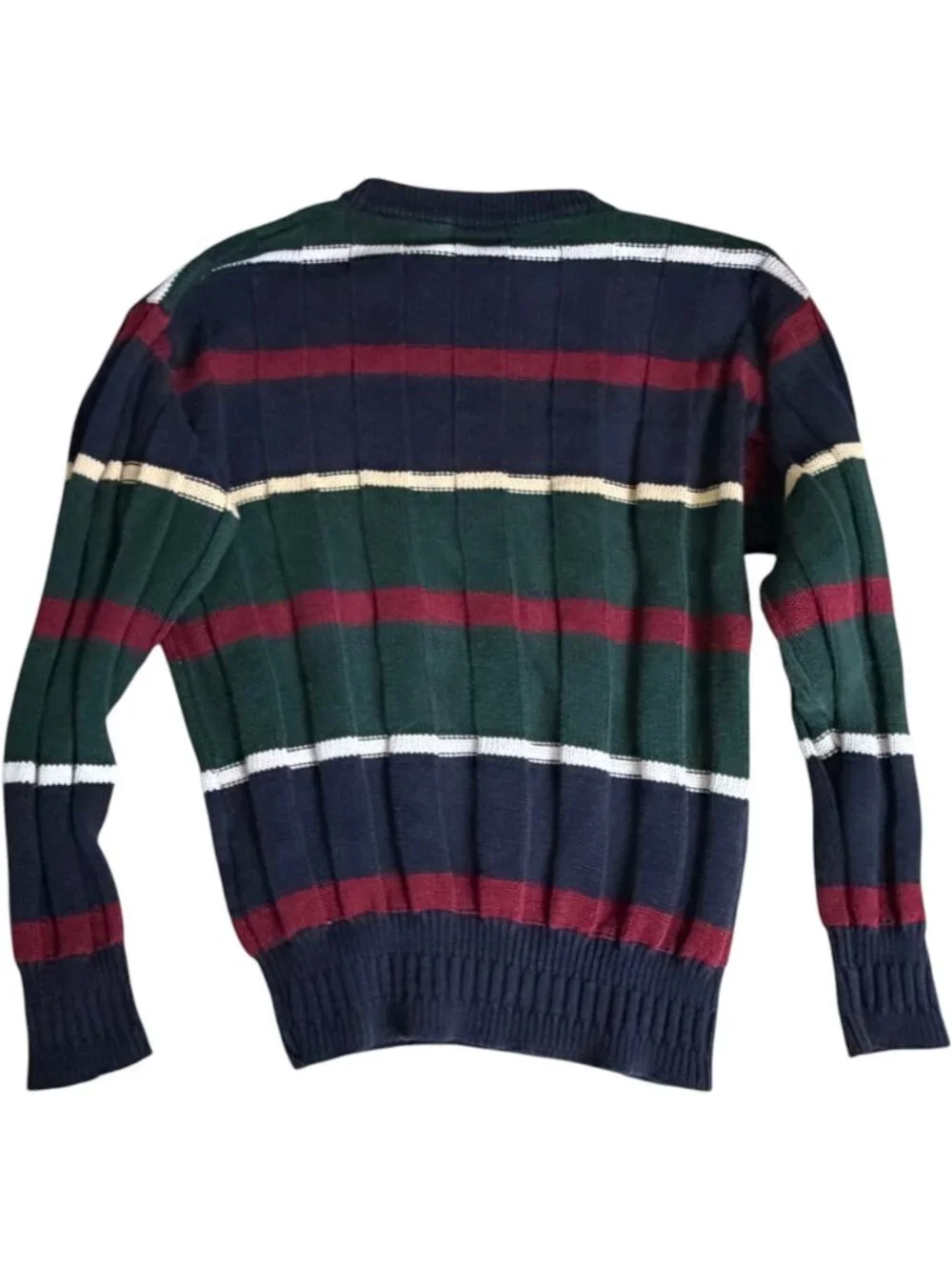 Vintage 90s Streetwear Mens Medium Rainbow Striped Color Block Knit Dad Sweater